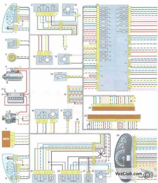 Электросхема автомобиля lada kalina: поиск поломок и замена электрооборудования