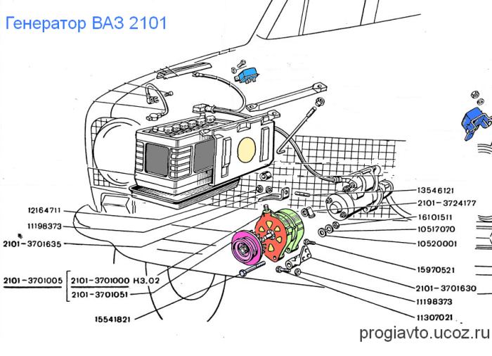Генератор ваз 2101 подключение схема