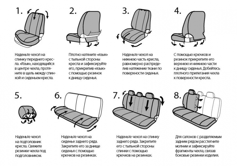 Как надеть чехлы из экокожи