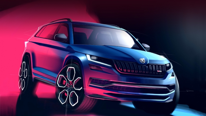 Кроссовер skoda kodiaq rs показал строгий интерьер