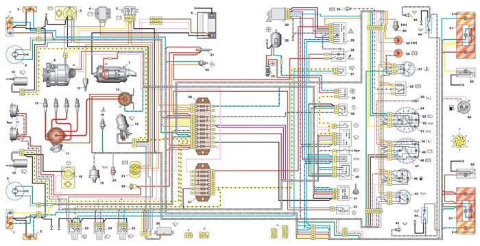Проводка ваз 21214, 21213 и др. нива инжектор и карбюратор, электрическая схема