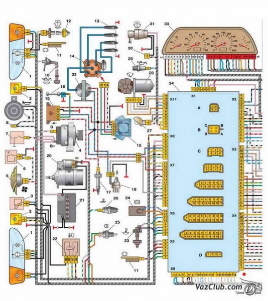 Схема электропроводки ваз 2115 инжектор 8 клапанов: инструкция по обслуживанию