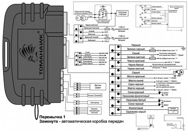 Схема подключения и инструкция по эксплуатации автосигнализации tomahawk