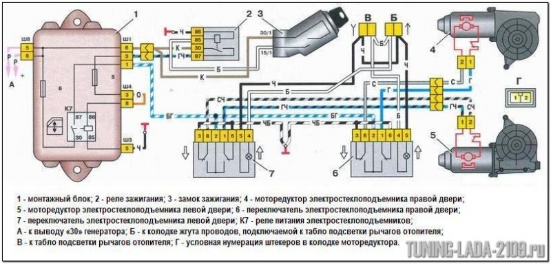 Схема подключения стеклоподъемников, руководство по установке и регулировке