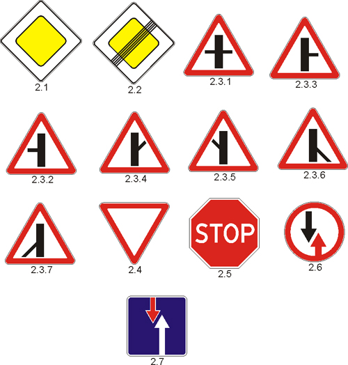 Знаки приоритета дорожного движения
