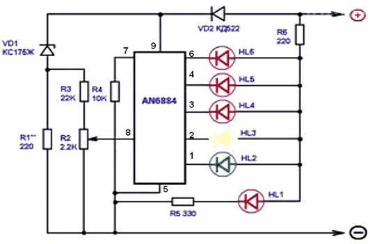 Звуковой автомобильный индикатор напряжения на светодиодах своими руками
